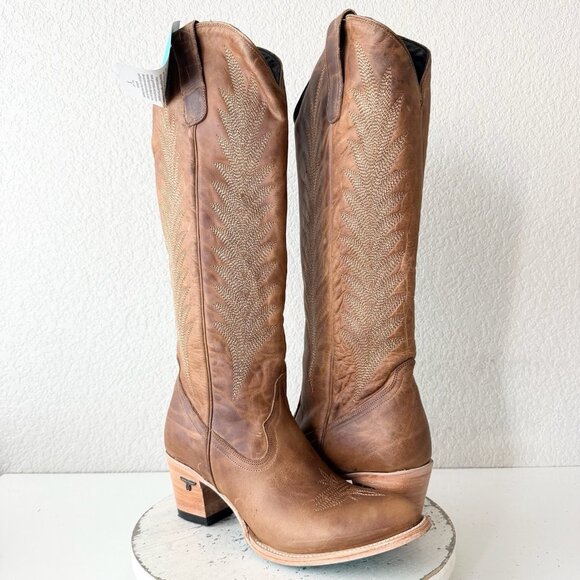 Lane JENTRY Knee High Womens Cowboy Boots 10 Brown Leather Western Cowgirl Tall - Picture 1 of 11